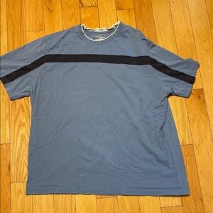 Blue Crew Neck Tee with Black Stripe